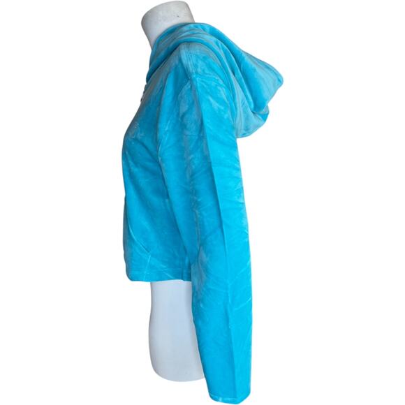 Juicy Couture Blue Crush Large Velour Hoodie 95% Polyester 5% Spandex NWT - Picture 3 of 15